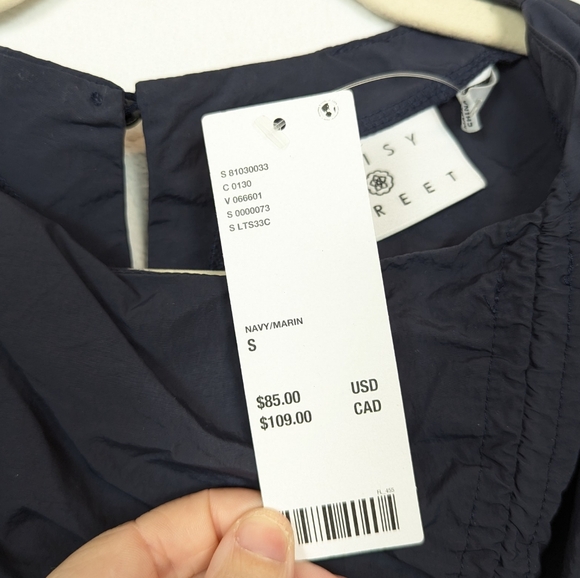 NWT Daisy Street Navy Blue Asymmetric Ruched Crop Top Size S - Picture 10 of 11